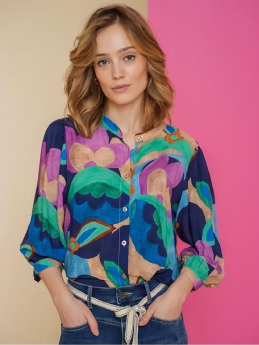 Geisha XL button down blouse floral
